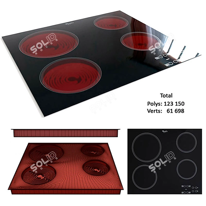 Whirlpool AKT 8090NE Electric Hob - Adjustable Heat 3D model image 1