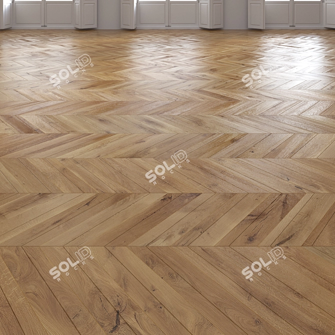 Premium Oak Chevron Flooring 3D model image 1