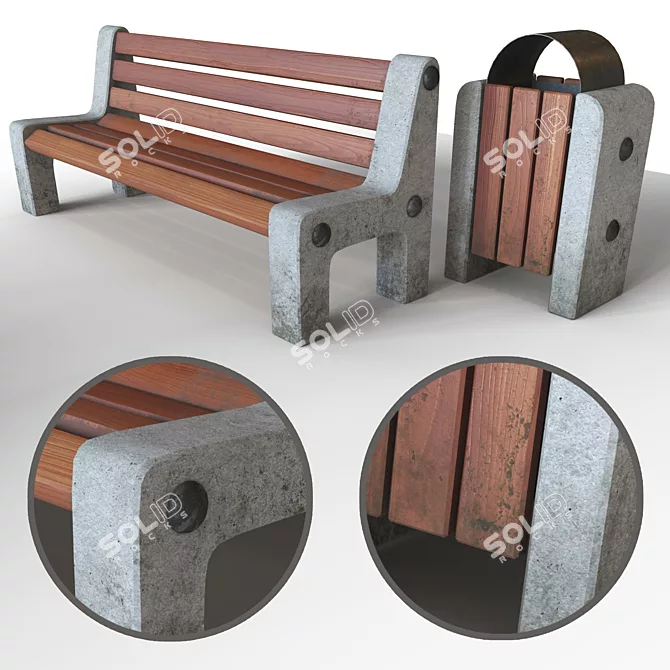 Corona Park Bench: Classic Outdoor Seating 3D model image 1