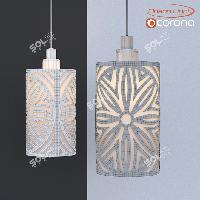 Elegant Odeon Moli Pendant with Patterned Shade 3D model image 2