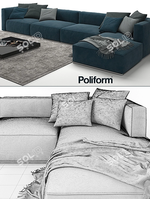 Elegant Poliform Shangai Sofa: Perfect Lounge Essential 3D model image 3