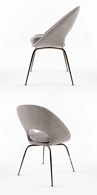 Modern Orb Dining Chair with Fabric and Metal Design 3D model image 2