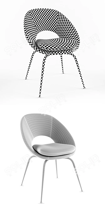 Modern Orb Dining Chair with Fabric and Metal Design 3D model image 3