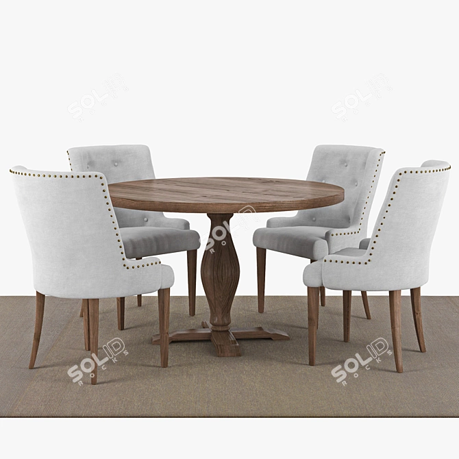 Lamier Dining Table Set: 4 Tuva Beige Chairs 3D model image 1