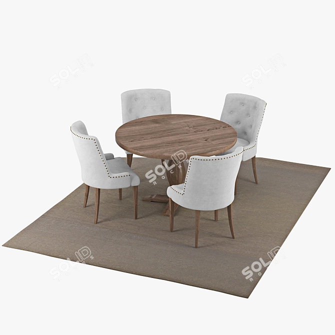 Lamier Dining Table Set: 4 Tuva Beige Chairs 3D model image 3