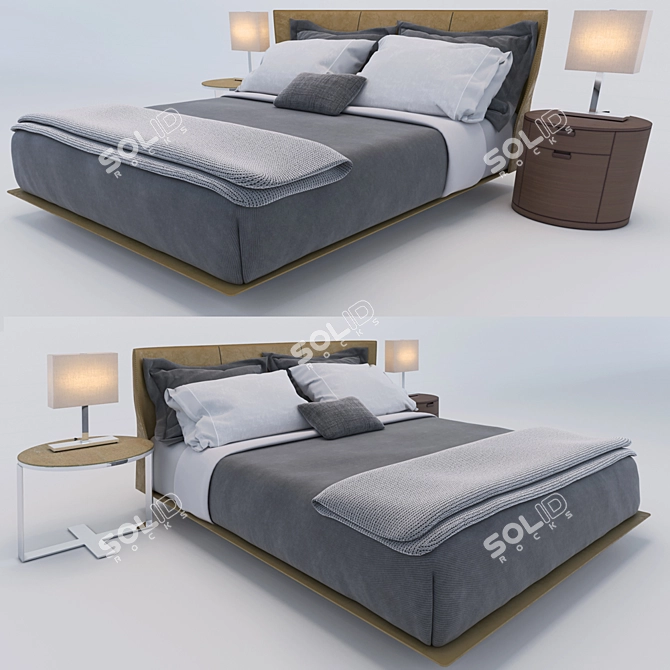 Contemporary Comfort: Aly's Bed 3D model image 1