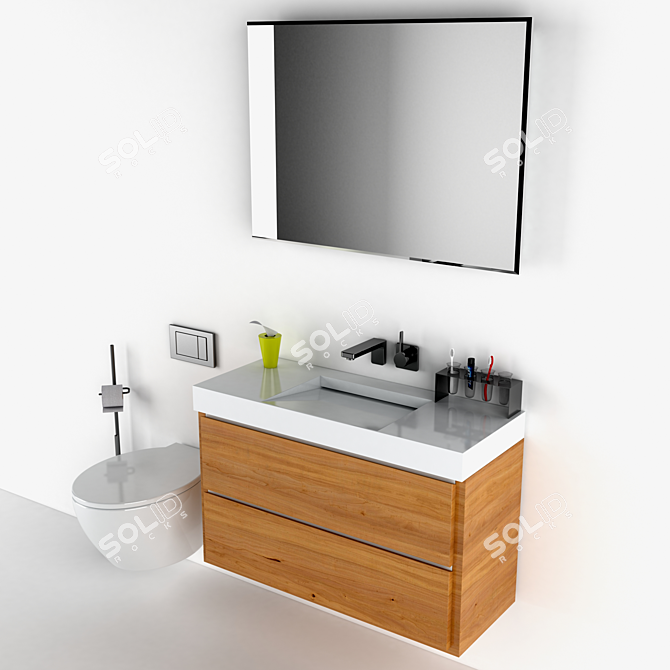 Corian Bathroom Set 3D model image 2