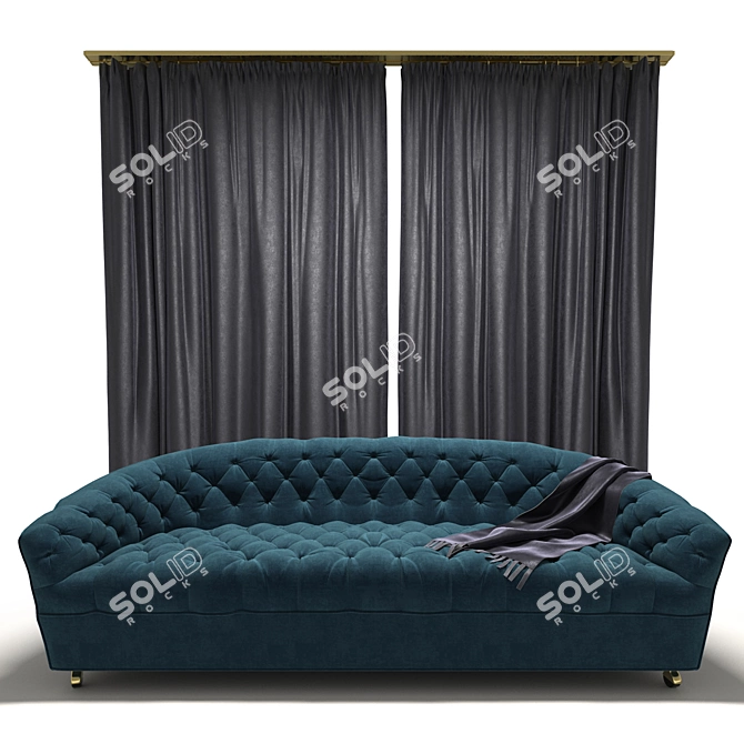 Elegant Tufted Sofa: Luxury for Interiors 3D model image 1