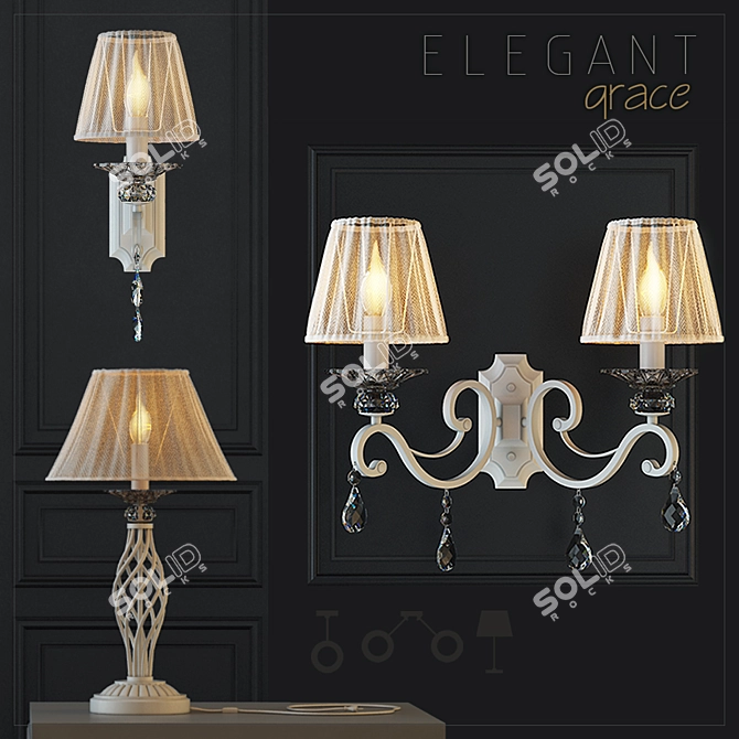 Elegant Cream Gold Bracelet Light 3D model image 1