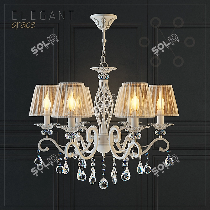 Elegant Cream Gold Chandelier 3D model image 1