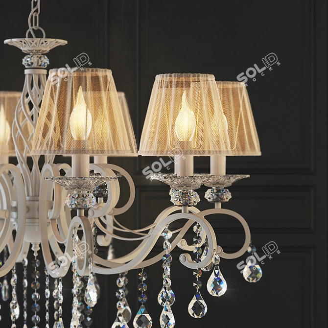 Elegant Cream Gold Chandelier 3D model image 2