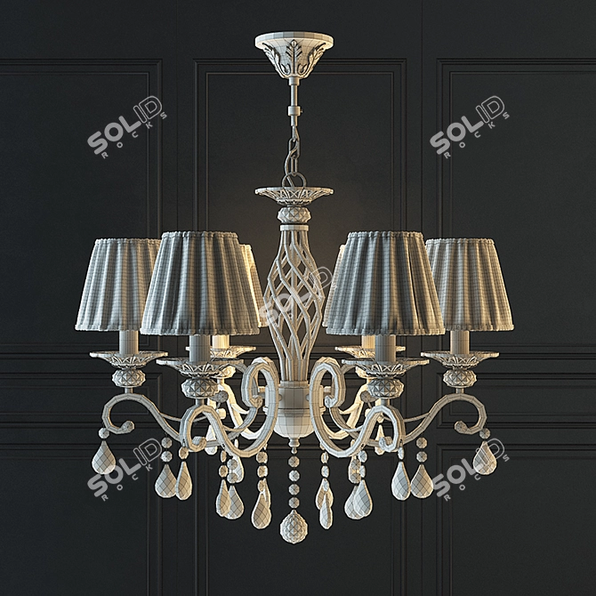 Elegant Cream Gold Chandelier 3D model image 3