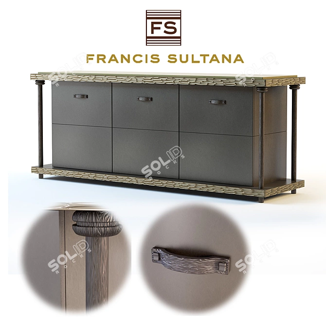 Ghala Sideboard: Luxury Storage Solution 3D model image 1