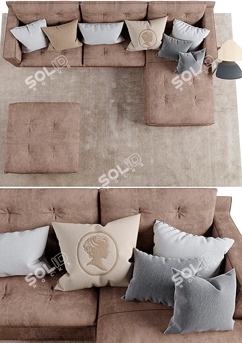 Luxury Miami Sofa & Coffee Table 3D model image 3