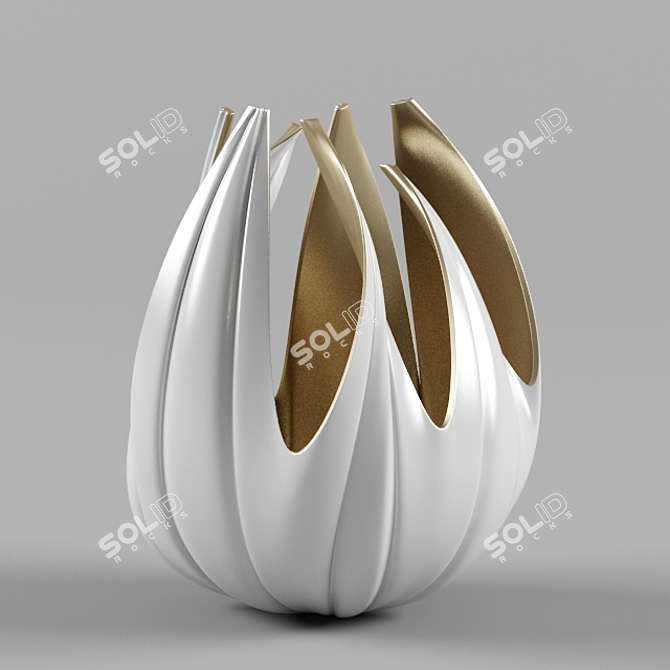 Golden Organic Vase: Natural Elegance 3D model image 2