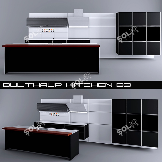 bulthaup b3 Kitchen: Functional Storage & Stylish Island 3D model image 1