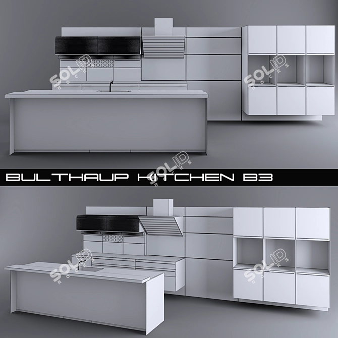 bulthaup b3 Kitchen: Functional Storage & Stylish Island 3D model image 2