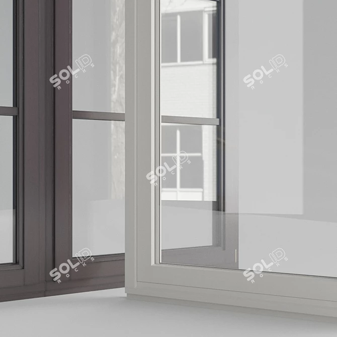 Wooden Double-Glazed Windows: Classic Beauty & Energy Efficiency 3D model image 3