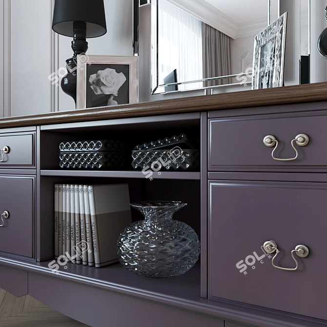 Modern Mirror Chest of Drawers 3D model image 2