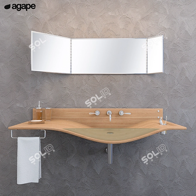 Agape Gabbiano: Modern Washbasin, 140cm x 48cm 3D model image 1