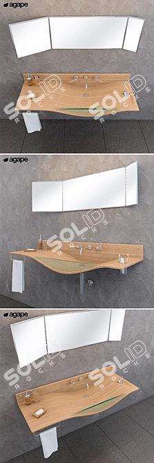 Agape Gabbiano: Modern Washbasin, 140cm x 48cm 3D model image 2