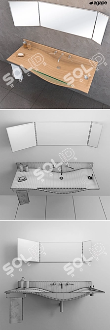 Agape Gabbiano: Modern Washbasin, 140cm x 48cm 3D model image 3