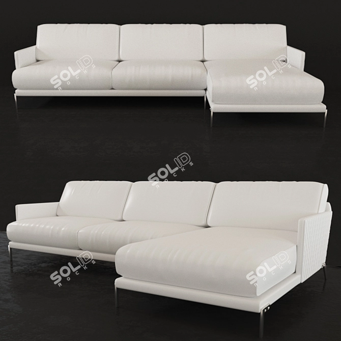 Italian Leather Corner Sofa 3D model image 1