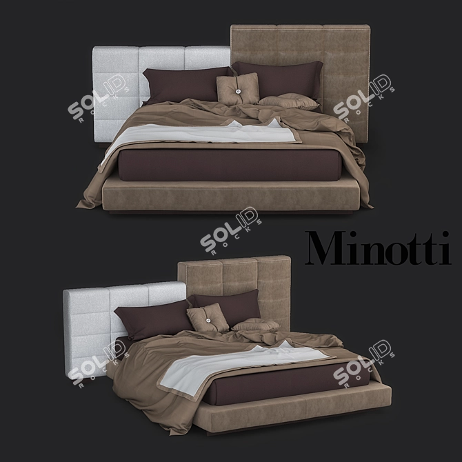 Elegant Minotti Lawrence Bed 3D model image 1