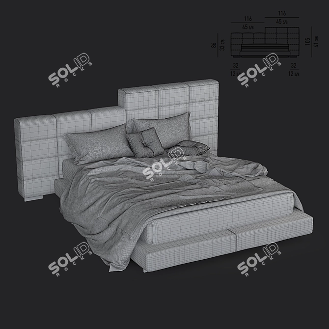 Elegant Minotti Lawrence Bed 3D model image 3