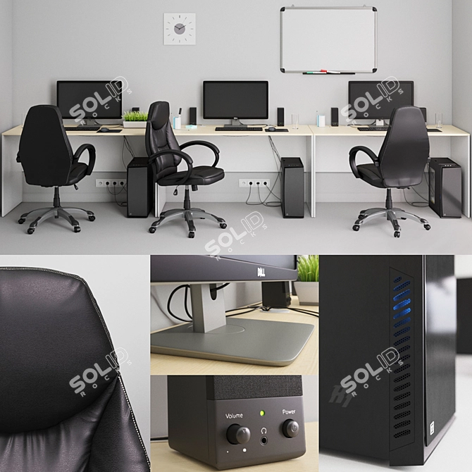 Ultimate Workstation: Sigma Chair, Dell Monitor, Logitech Mouse 3D model image 1