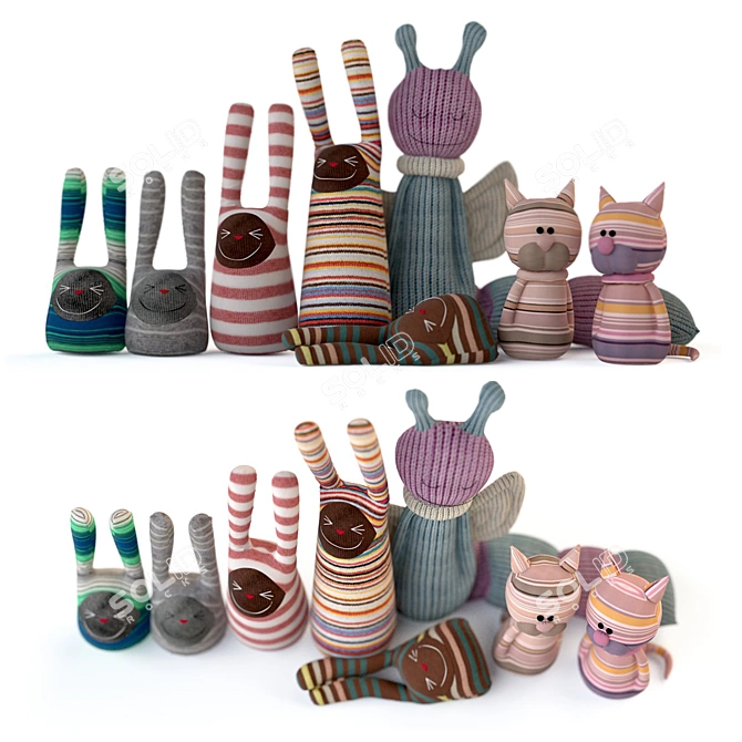 Sockimals: Textile Toy Set 3D model image 1