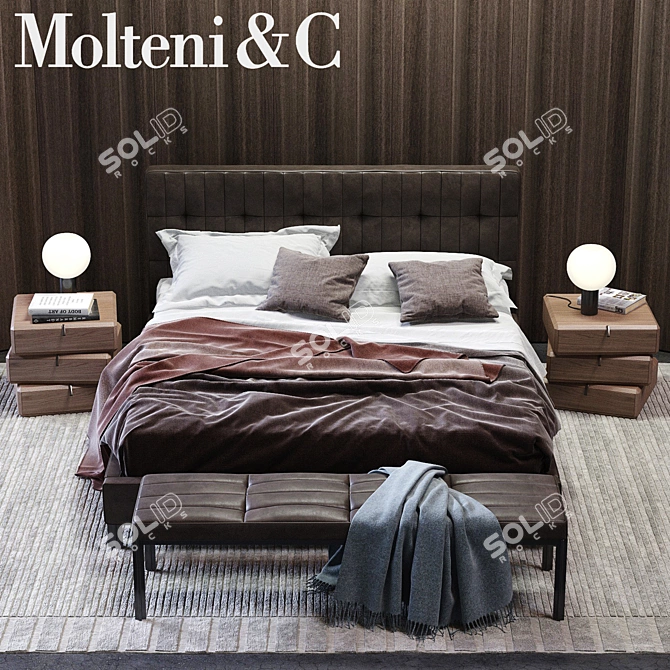 Luxury Molteni&C Anton Bed - Elegant Design for Ultimate Comfort. 3D model image 1