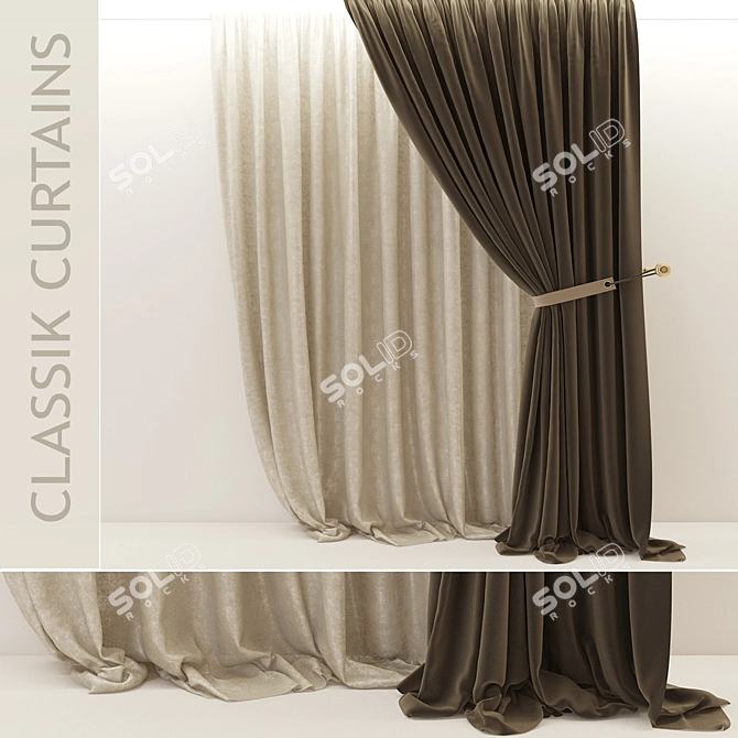 Elegant V-Ray Curtains 3D model image 1