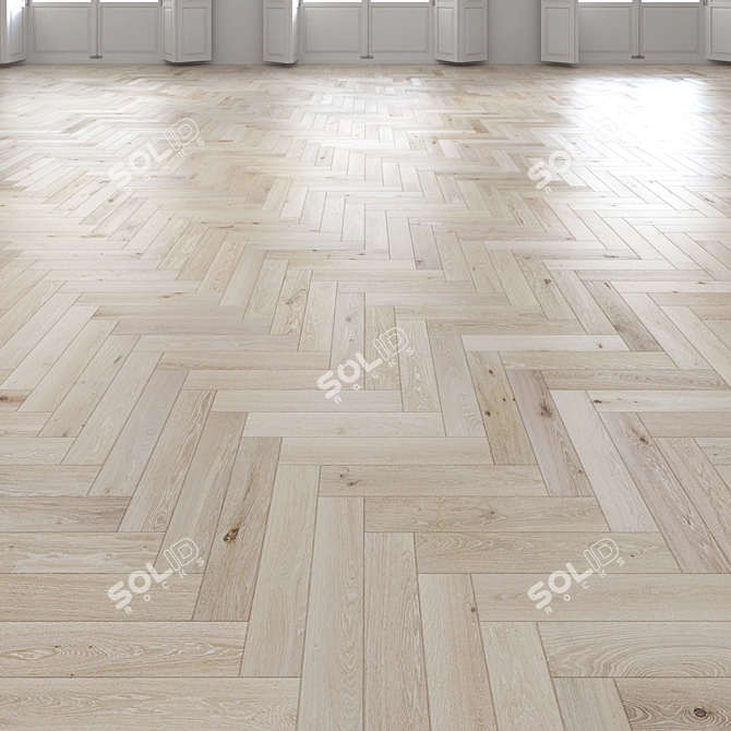 Premium Oak Herringbone Light Flooring 3D model image 1