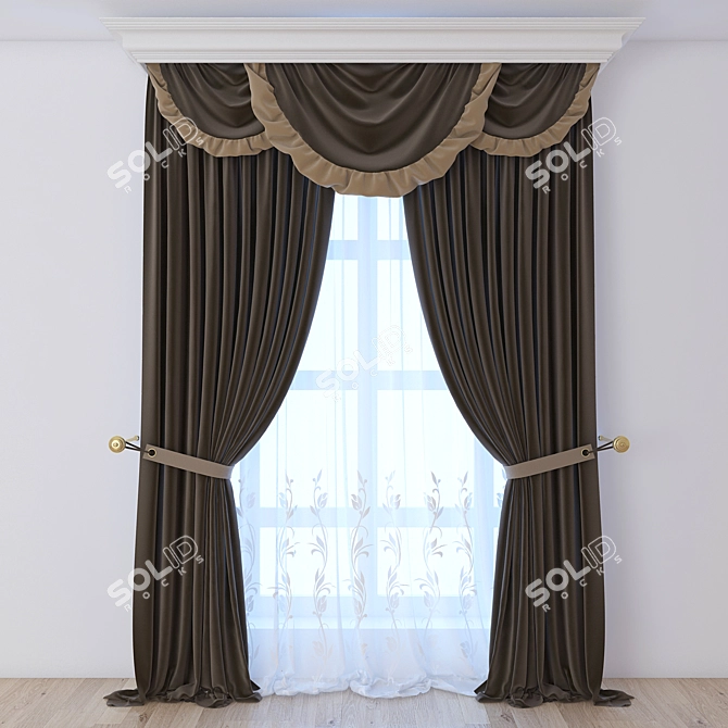 Elegant Drapery Collection 3D model image 1