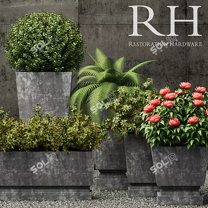 Resto Hardware Pedestal Metal Planters 3D model image 1