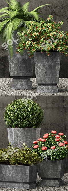 Resto Hardware Pedestal Metal Planters 3D model image 2