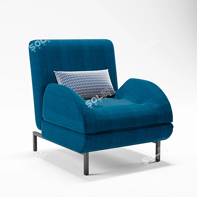 Convertible Blue Fabric Armchair 3D model image 1