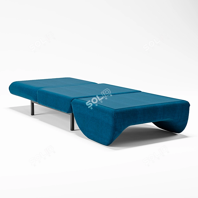 Convertible Blue Fabric Armchair 3D model image 2