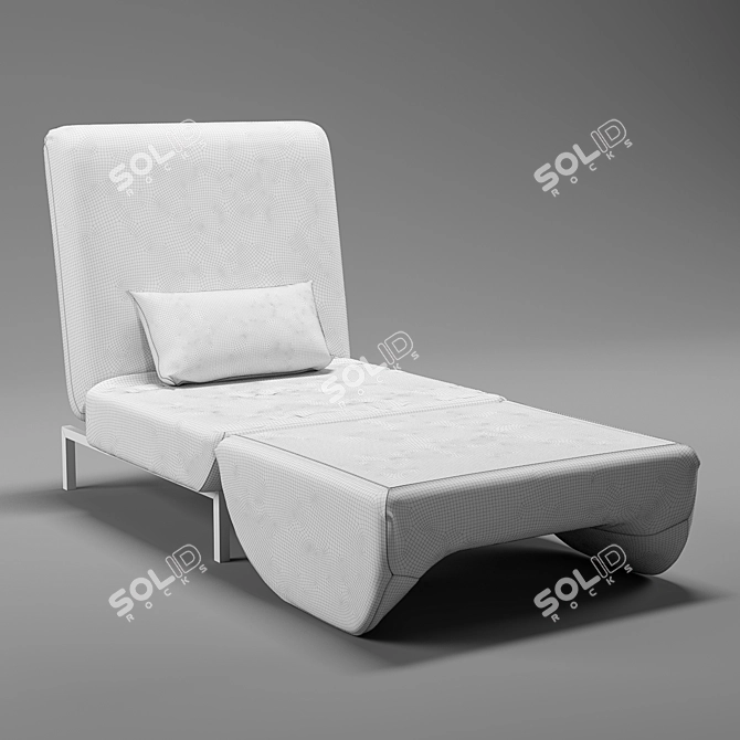 Convertible Blue Fabric Armchair 3D model image 3