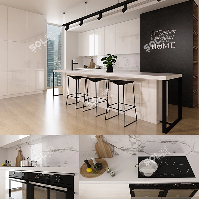 Modern Kitchen Interior Design 3D model image 1