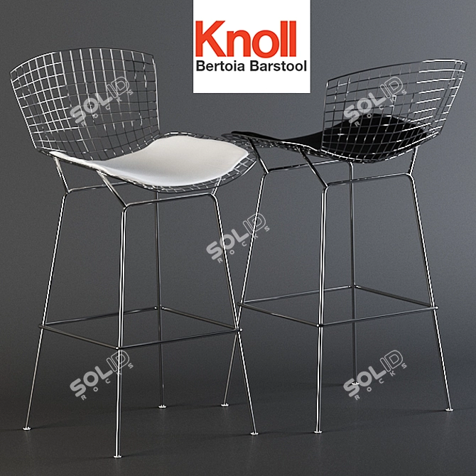 Sleek and Stylish Knoll Bertoia Barstool 3D model image 1