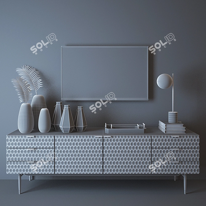 Modern Audrey Media Console - Sleek Design, Ample Storage 3D model image 2