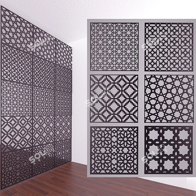 Elegant Islamic Art Panels 3D model image 1