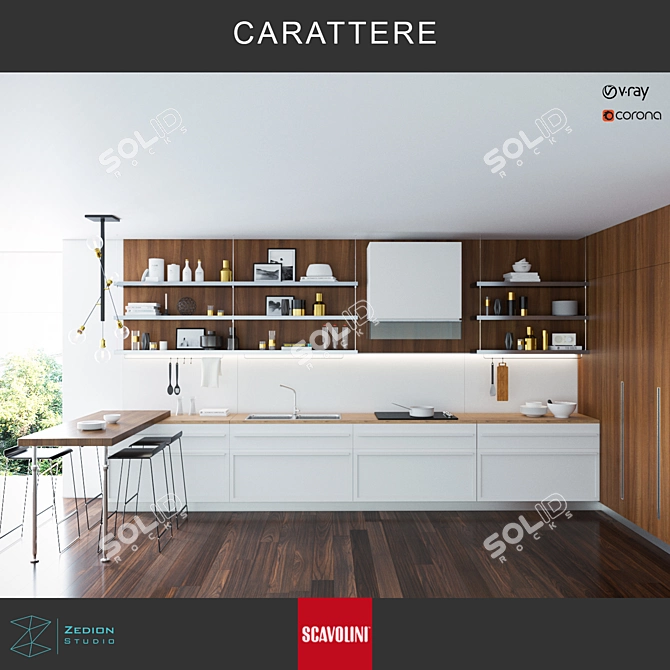 Sleek & Stylish Scavolini Kitchen 3D model image 1