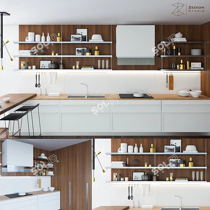 Sleek & Stylish Scavolini Kitchen 3D model image 2