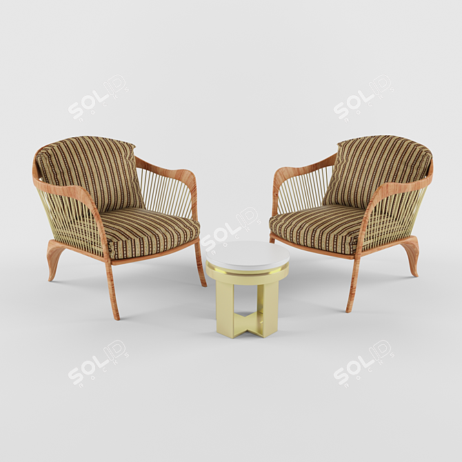 ErgoFlex Chair & Table Set 3D model image 1