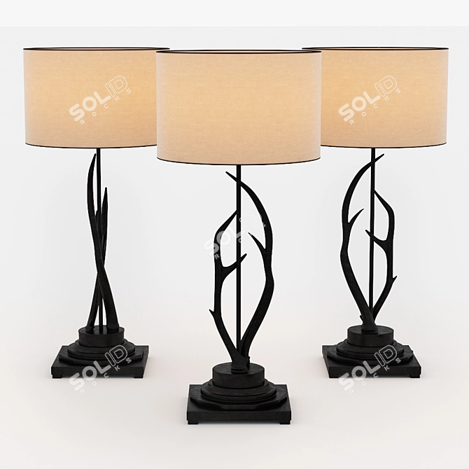 Rustic Chic Antler Table Lamp 3D model image 1