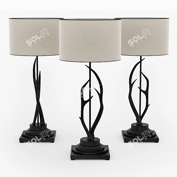 Rustic Chic Antler Table Lamp 3D model image 2