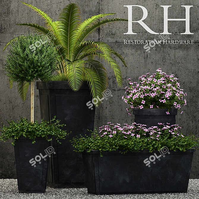 Resto Hardw. Sheet Metal Planters 3D model image 1